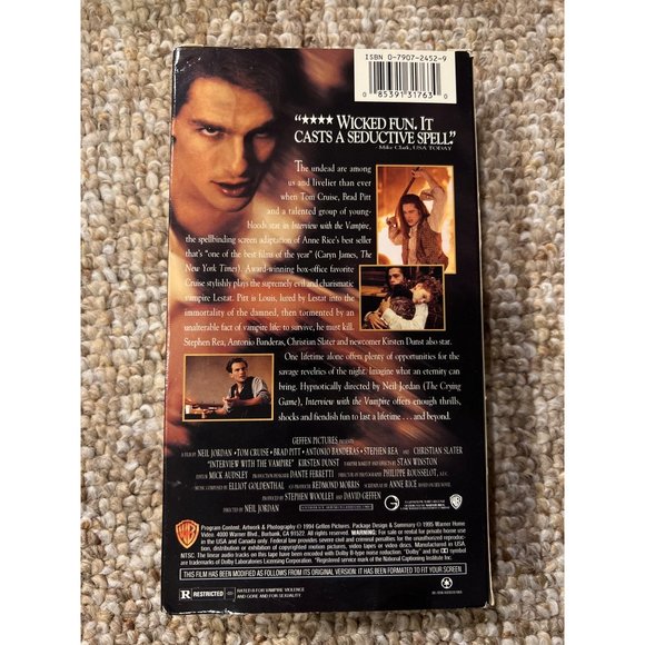 Interview With The Vampire VHS 1994 Tom Cruise Brad Pitt Kirsten Dunst Rated R - Picture 2 of 2